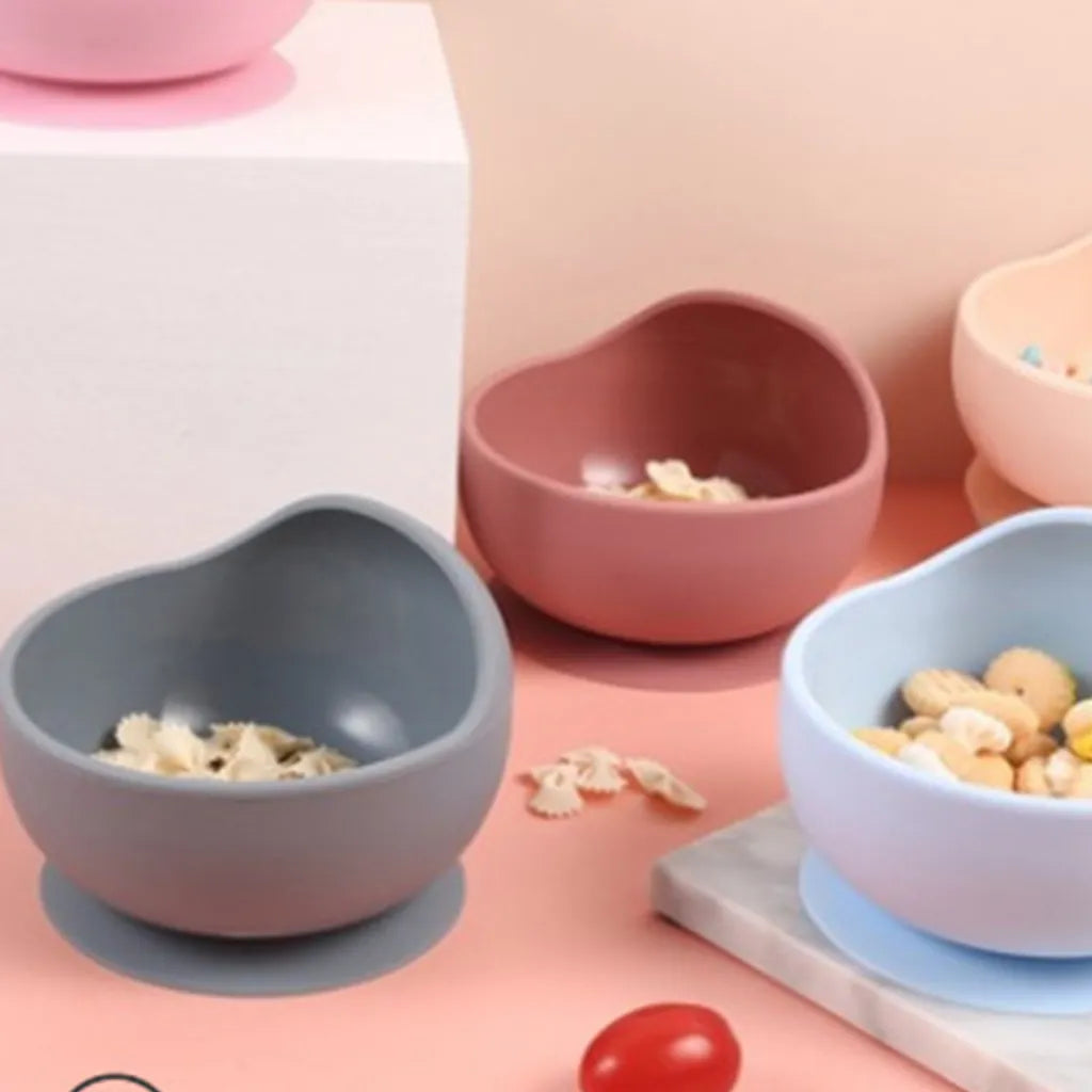  100 % Silikon-Saugnapf Mit Deckel Für Unabhängiges Füttern | Babynahrungsbehälter Und Aufbewahrung | Erste Stufe Selbstfütternd Unverzichtbar Für Kleinkinder Und Kinder | Baby-Entwöhnungs-Snack-Futterspender,Grey