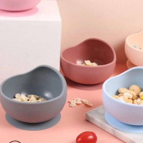  100 % Silikon-Saugnapf Mit Deckel Für Unabhängiges Füttern | Babynahrungsbehälter Und Aufbewahrung | Erste Stufe Selbstfütternd Unverzichtbar Für Kleinkinder Und Kinder | Baby-Entwöhnungs-Snack-Futterspender,Grey