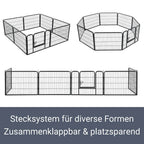  Juskys Welpenauslauf 160 X 160 X 60 Cm – Welpenlaufstall 8-teilig Aus Metall – Freigehege Mit Tür – Welpengitter Für Hunde, Hasen & Kleintiere