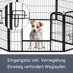  Juskys Welpenauslauf 160 X 160 X 60 Cm – Welpenlaufstall 8-teilig Aus Metall – Freigehege Mit Tür – Welpengitter Für Hunde, Hasen & Kleintiere