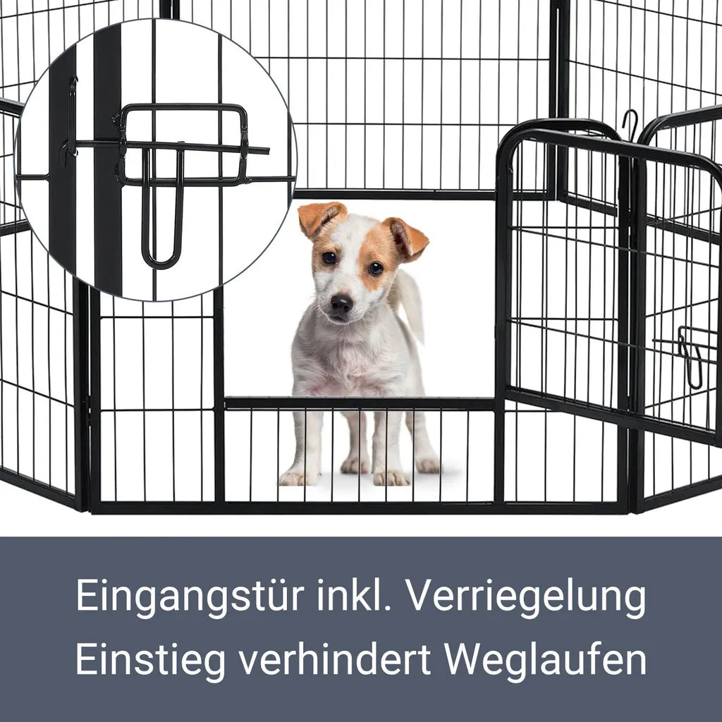  Juskys Welpenauslauf 160 X 160 X 60 Cm – Welpenlaufstall 8-teilig Aus Metall – Freigehege Mit Tür – Welpengitter Für Hunde, Hasen & Kleintiere