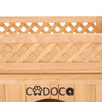  Cadoca Katzenhaus FSC®-zertifiziertes Holz 64,5x54,5x53,5cm 2-stöckig Leiter Balkon Indoor Outdoor Hundehütte Katzenvilla Tierhaus