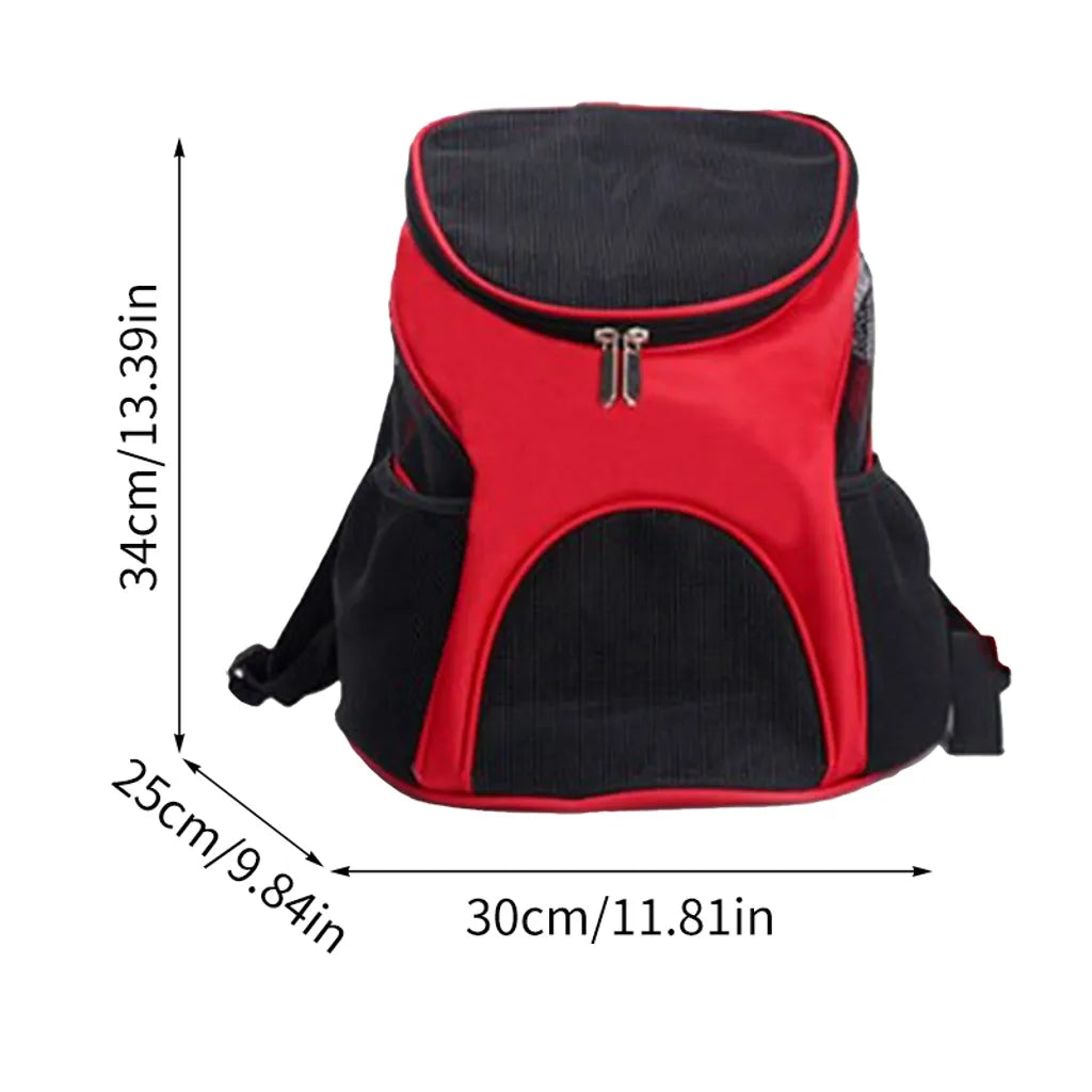  Oxford Tuch Katze Hund Rucksack, Outdoor Tragbar Faltbar Atmungsaktiv Mesh Backpack, Für Haustier Bis 3 Kg, 30x24x33cm, Rot Transportbox
