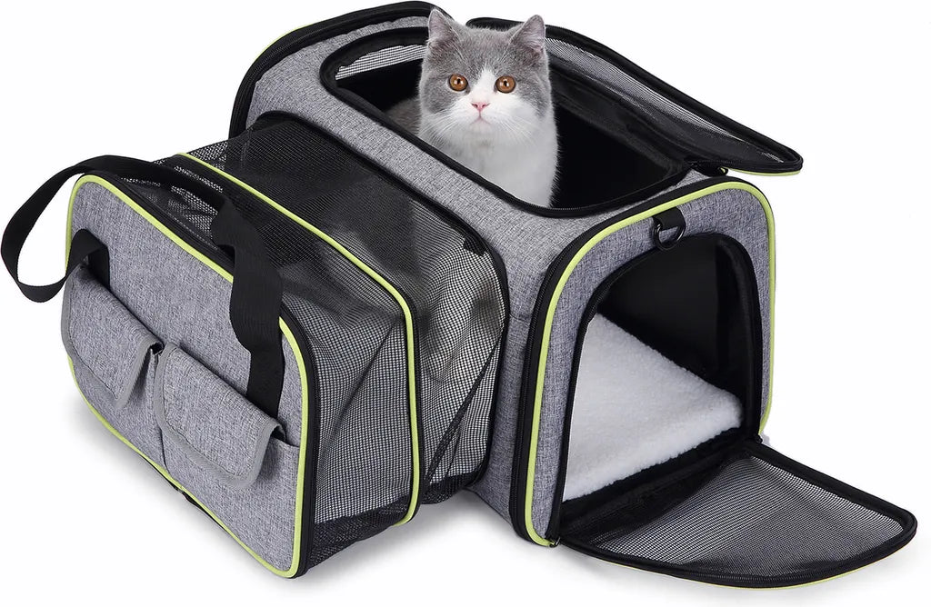  Faltbare Hundebox Transporttasche Transportbox Auto Für Katze Hunde Große Kleine Box Bag Mit Fleece-Matte 44.5 X 33 X 28cm