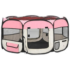  VidaXL Faltbarer Welpenlaufstall Mit Tragetasche Rosa 145x145x61 Cm