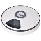  PawHut Futterautomat Mit 6 Fächern Für Katzen Hunde Haustiere Automatisch 4 Mahlzeiten Programmierbarer Futterspender Mit LED-Display Timer Weiß+Grau Ø30,5 X 7,2H Cm