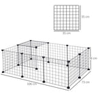  PawHut Gittergehege Freigehege Laufgehege Für Kleintiere Laufstall Kleintierkäfig Metallgitter Flexibel Umformbar Schwarz 106 X 73 X 36 Cm