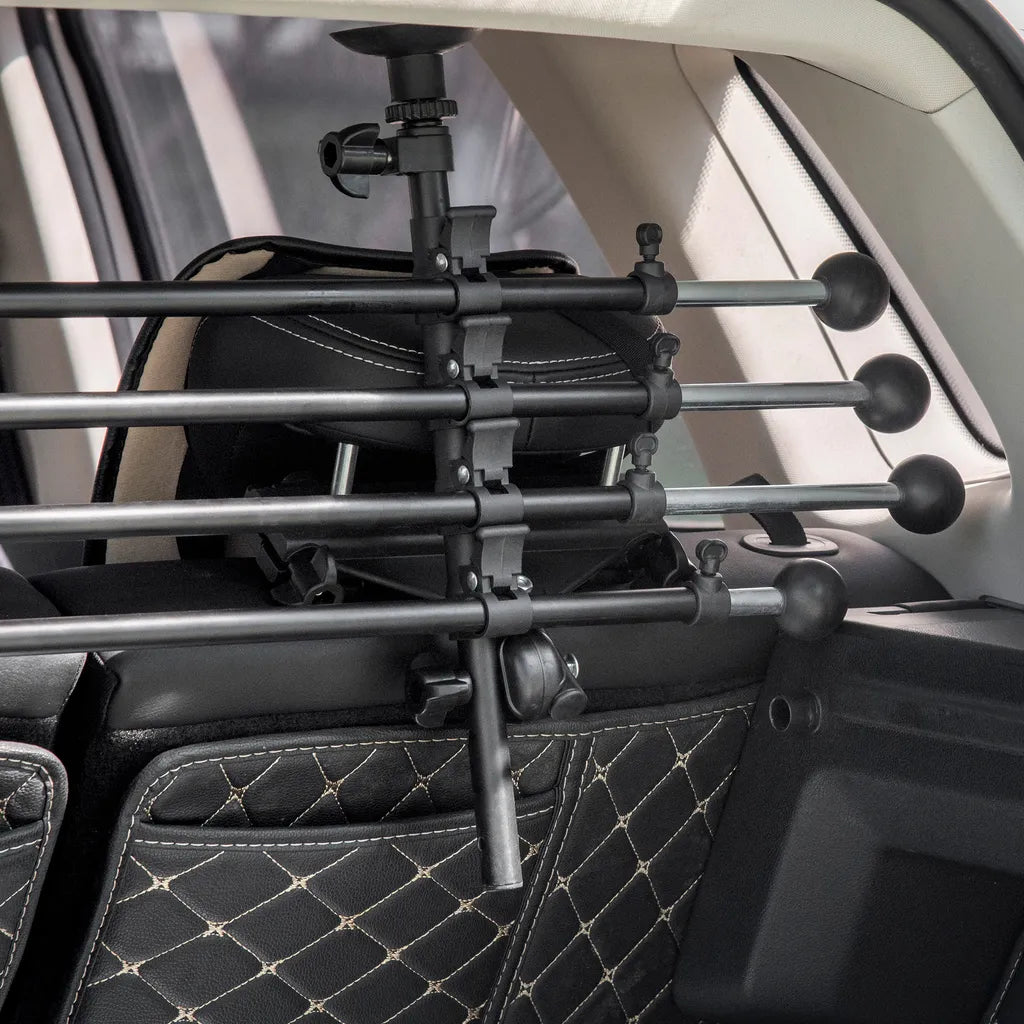  Pawhut Hundeschutzgitter Auto Hundegitter Trenngitter Für Hunde Autotrennwand Mit Rutschfesten PVC-Füße Auto Schutzgitter Kofferraumgitter Verstellbar Stahl ABS Schwarz 85-140 X 40-50 Cm