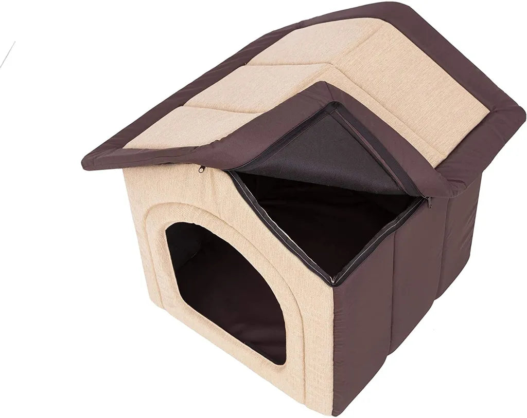  Hobbydog Hundehaus Hundehöhle Hundehütte Stoff INARI Tierhaus Beige Braun R2: 44 X 38 X 45 Cm