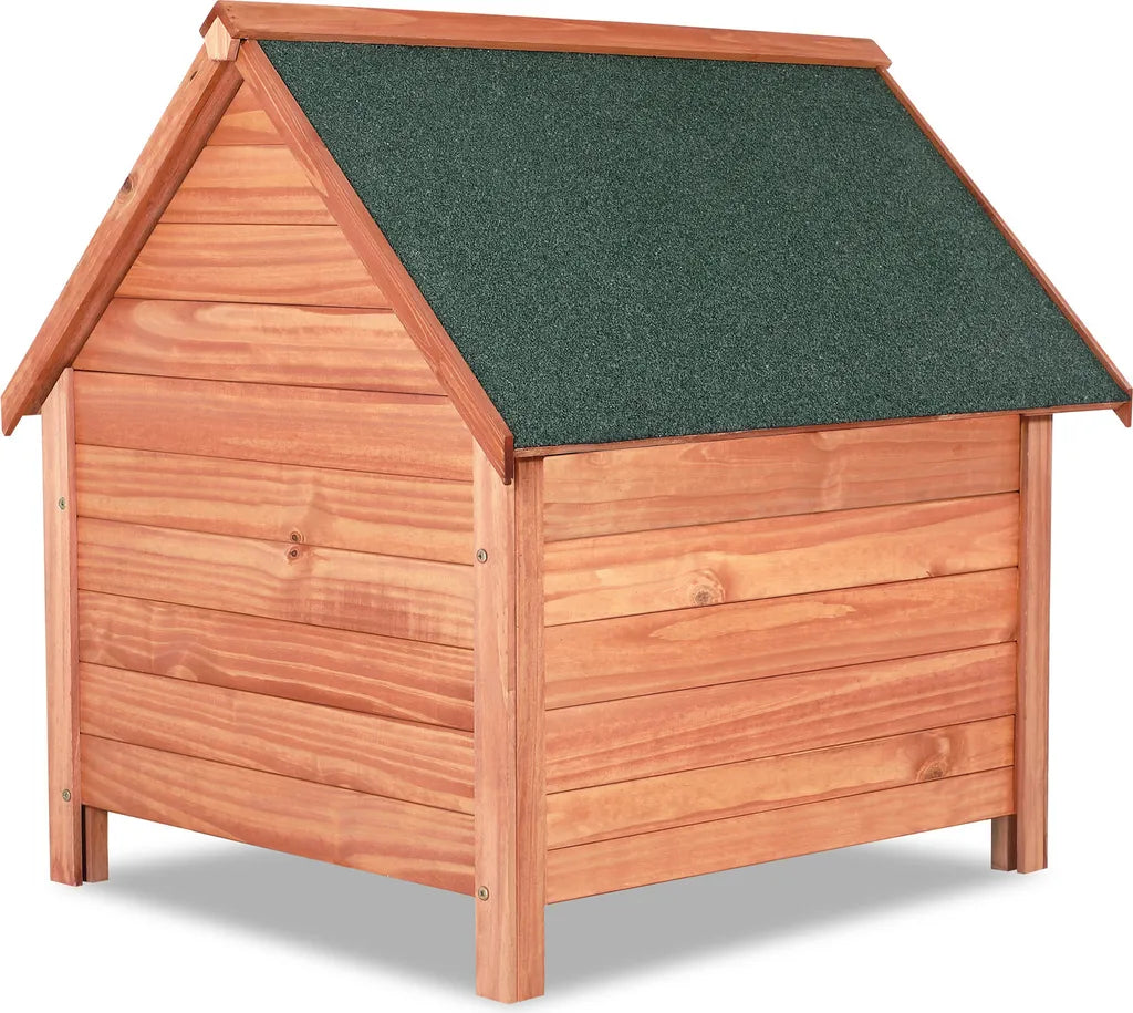  Cadoca Hundehütte FSC®-zertifiziertes Massivholz 82x72x85cm Dachluke Spitzdach Garten Hundehaus Tierhaus Wetterfest