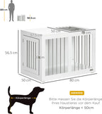  PawHut Hundekäfig, Hundehütte Mit Tischplatte, Haustierkäfig Für Mittelgroße Hunde, Hundebox Mit Türen, Hundehaus, Beistelltisch, Transportkäfig, Weiß, 80 X 50 X 56,5 Cm