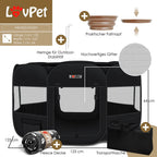 LOVPET® Welpenlaufstall Tierlaufstall Faltbar Für Kleintiere Hunde, Katzen Inkl. Hundenapf Hundelaufstall Freigehege Oxfordgewebe Pop-up System Indoor & Outdoor, Farbe:Schwarz