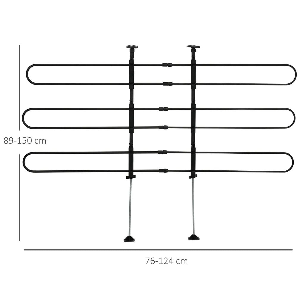  PawHut Hundeschutzgitter Auto, Verstellbares Trenngitter Für Hunde, Universal Kofferraum Hundegitter, Autotrennwand, Kofferraumgitter, Stahl, 89-150 X 76-124 Cm