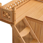  Cadoca Katzenhaus FSC®-zertifiziertes Holz 64,5x54,5x53,5cm 2-stöckig Leiter Balkon Indoor Outdoor Hundehütte Katzenvilla Tierhaus