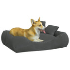  VidaXL Hundebett Mit Kissen Dunkelgrau 75x58x18 Cm Oxford-Gewebe