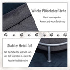  PawHut Hundesofa Mit Rückenlehne Haustiersofa Mit Metallbeinen Hundebett Weichem Bezug Katzensofa Metall Grau+Silber 63,5 X 43 X 24,5 Cm