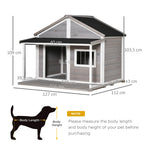  PawHut Hundehütte Aus Massivholz Kleintierhaus Isoliertes Hundehaus Mit Terrasse Asphaltdach Outdoor Wetterfeste Hütte Für Draußen Grau 127 X 112 X 109 Cm