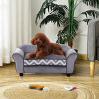 PawHut Hundesofa, Haustiersofa Mit Erhöhten Füßen, Hundecouch, Hundeliege Mit Kissen, Hundebett, Katzensofa, Waschbar, Samt, Grau, 73,5 X 41 X 33 Cm