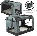  ONVAYA® Faltbare Transportbox Für Hunde & Katzen | XL | Faltbare Hundebox Oder Katzenbox Für Auto & Zuhause | Farbe Grau Schwarz