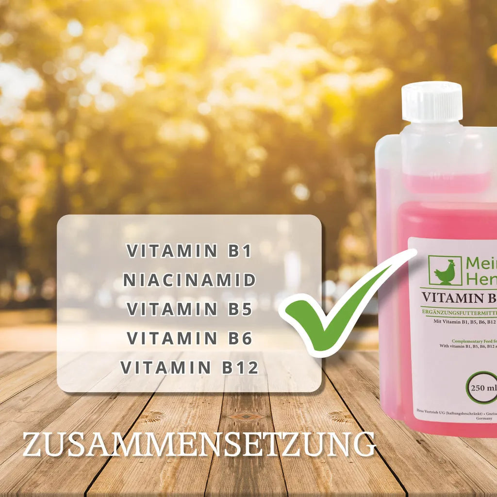  Meine Hennen Vitamin B- Vital 250 Ml, Vitamin B-Komplex Ergänzungsfuttermittel Für Hühner, Tauben Und Wachteln. Für Ihr Geflügel Zur Unterstützung Eines Normalen Nervensystems Und Stoffwechsels.