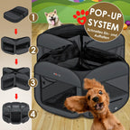 LOVPET® Welpenlaufstall Tierlaufstall Faltbar Für Kleintiere Hunde, Katzen Inkl. Hundenapf Hundelaufstall Freigehege Oxfordgewebe Pop-up System Indoor & Outdoor, Farbe:Anthrazit / Schwarz