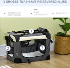  PawHut Hundetasche Transporttasche Faltbare Hundebox Mit Kissen Hundetragetasche Für Kleine Hunde Reisetasche Haustierrucksack Outdoor Oxfordstoff Grau+Schwarz 50,5 X 33,5 X 35 Cm