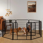  Juskys Welpenauslauf Plus 160 X 160 X 80 Cm – Welpenlaufstall 8-teilig Aus Metall – Freigehege Mit Tür – Welpengitter Für Hunde, Hasen & Kleintiere