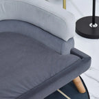 PawHut Hundesofa Mit Rückenlehne, Haustiersofa Mit Holzbeinen, Hundebett Weichem Bezug Katzensofa Grau 86,5x 61x36 Cm