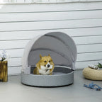  Pawhut Rattan Hundehütte Mit Kissen Hundehaus Haustierbett Hundebett Hundematratze Hundekorb Hundesofa Hunde Katzen Outdoor Grau 76 X 76 X 60 Cm