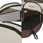  Hundelaufstall Telford 58 X 114 X 114 Cm Tierlaufstall Für Innen- Und Außenbereich Welpenlaufstall Hundehütte Braun / Cremefarben
