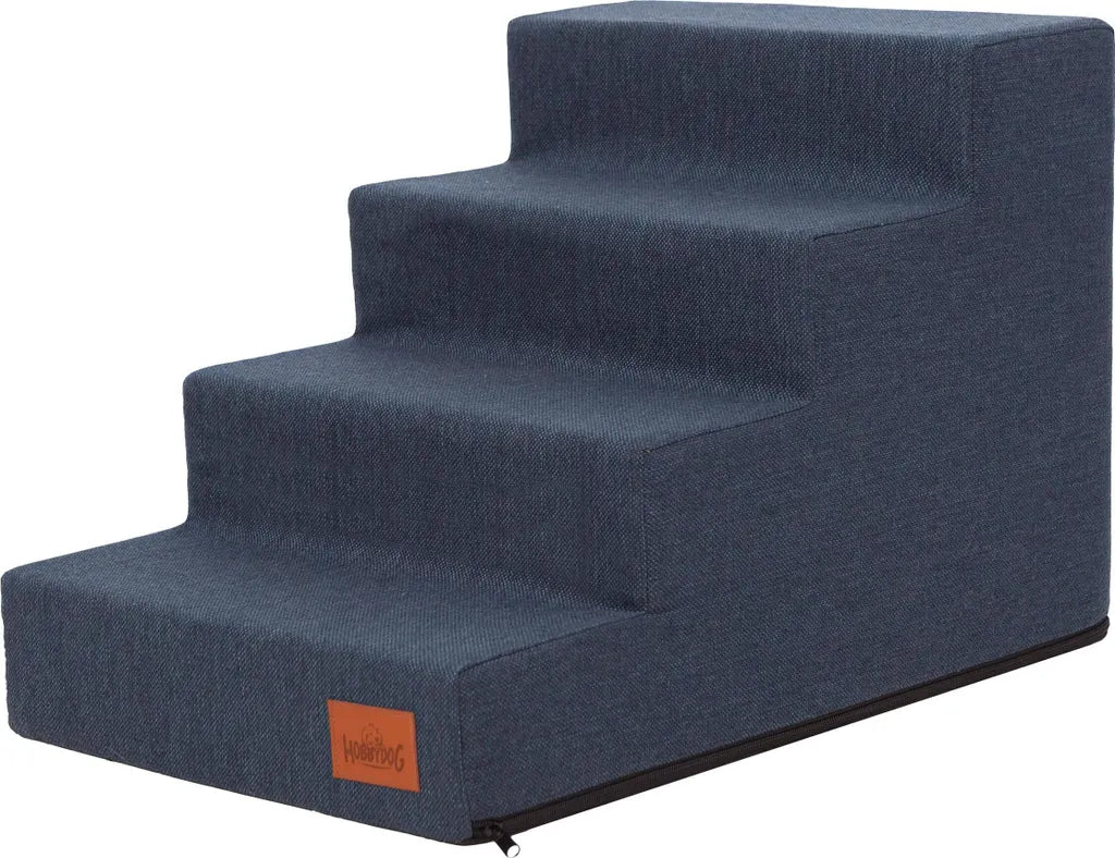  Hobbydog Hundetreppen Inari, Für Kranke Und ältere Tiere, Einganshilfe, Rampe Zwei Größen - 4 Stufen - 60 X 40 X 40 Cm [Größe: L] - Navyblau
