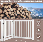  COSTWAY 3-teiliges Absperrgitter Hunde Mit Tor, 61cm Hoch Schutzgitter Holz Klappbar, Treppengitter Hundeabsperrgitter Türschutzgitter