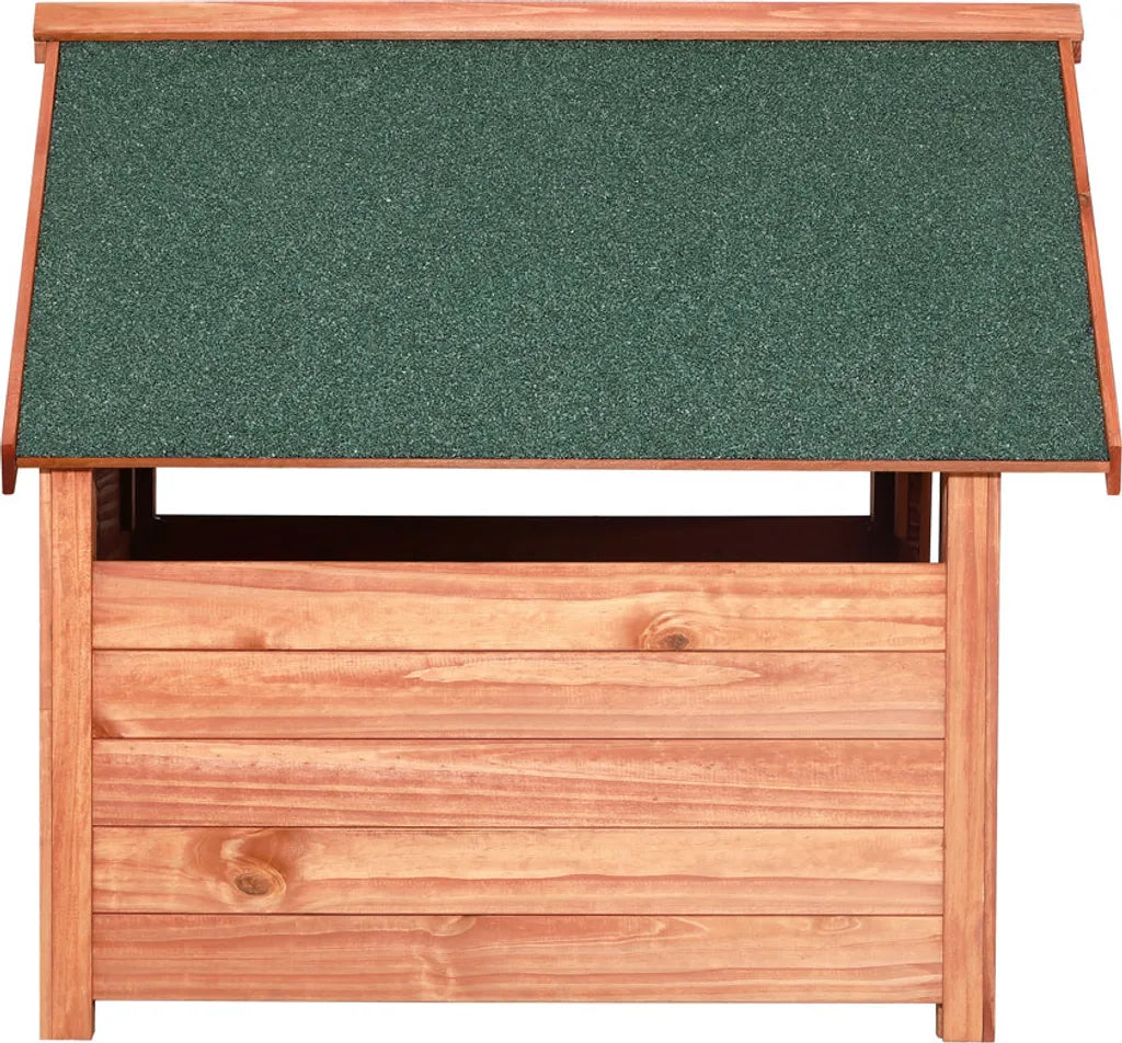  Cadoca Hundehütte FSC®-zertifiziertes Massivholz 82x72x85cm Dachluke Spitzdach Garten Hundehaus Tierhaus Wetterfest