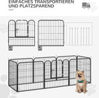  PawHut Welpenauslauf Freigehege Laufstall Für Haustier Laufgitter Laufstall Hundegehege Individuell Gestaltbare Form Mit Tür Metall 79 X 79 Cm Schwarz