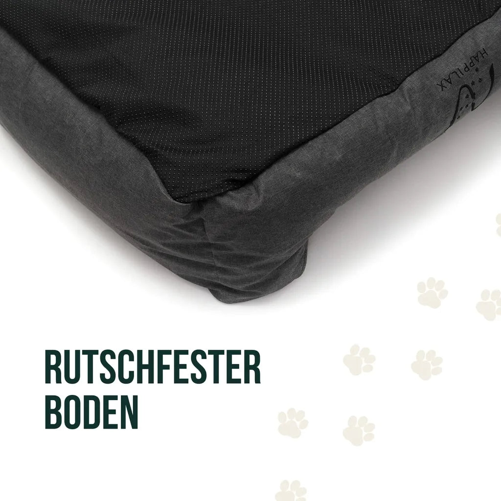  Waschbares Hundebett Mit Wendekissen, Größe L - Grau - 90*70 Cm