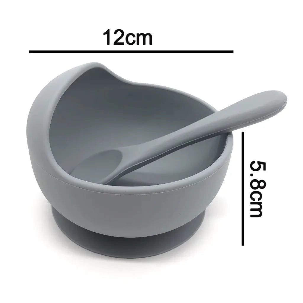  100 % Silikon-Saugnapf Mit Deckel Für Unabhängiges Füttern | Babynahrungsbehälter Und Aufbewahrung | Erste Stufe Selbstfütternd Unverzichtbar Für Kleinkinder Und Kinder | Baby-Entwöhnungs-Snack-Futterspender,Grey