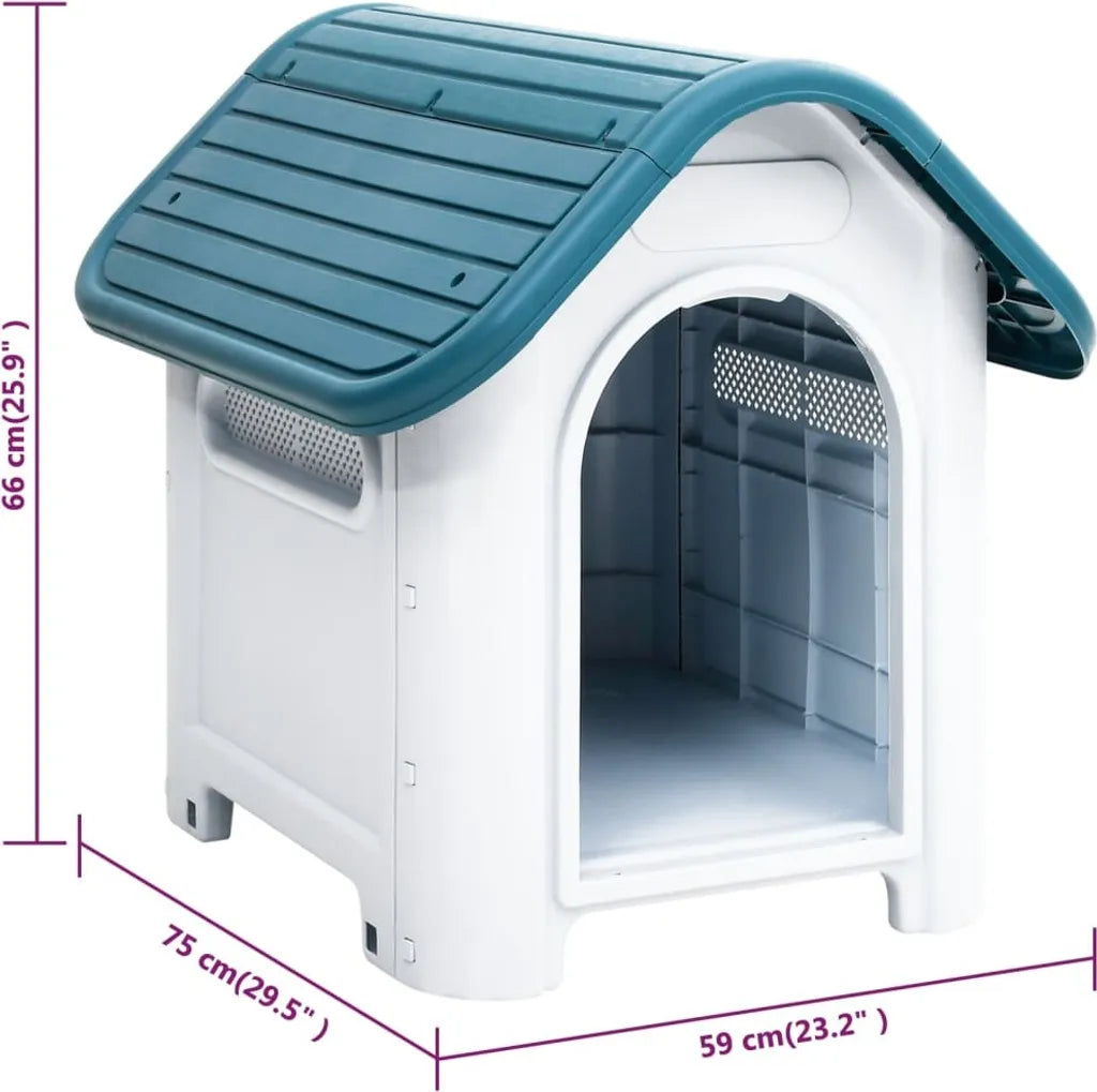  VidaXL Hundehütte Blau 59x75x66 Cm Polypropylen