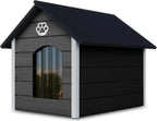  Outentin Hundehütte Outdoor Winterfest Isoliert - Gemütliches Und Stilvolles Hundehaus XXL - Hundezwinger Draußen Für Große Hunde - Wasserdicht Hundehöhle - 104 X 90 X 74 Cm (Grau - Weiß)