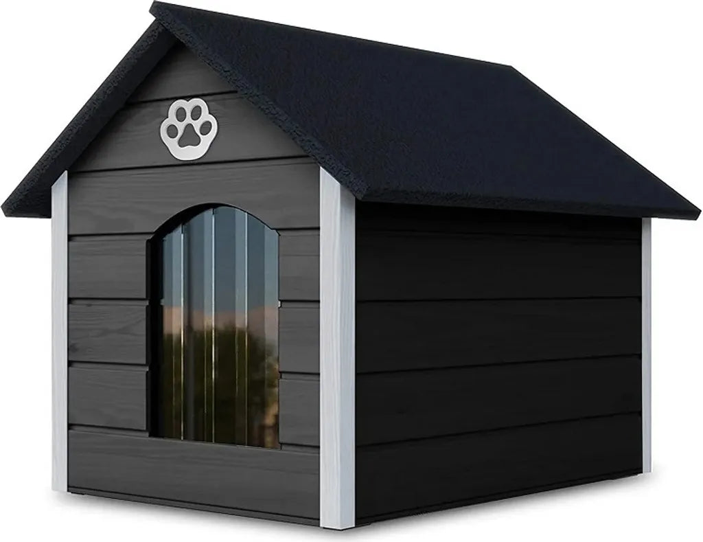  Outentin Hundehütte Outdoor Winterfest Isoliert - Gemütliches Und Stilvolles Hundehaus XXL - Hundezwinger Draußen Für Große Hunde - Wasserdicht Hundehöhle - 104 X 90 X 74 Cm (Grau - Weiß)
