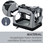  Juskys Hundetransportbox Lassie XL (grau) Faltbar - 58 X 82 X 58 Cm - Hundebox Mit Decke, Tasche & Griffen – Stoff Autotransportbox Für Hunde