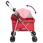  VidaXL Hundewagen Faltbar Rot 76x50x100 Cm Oxford-Gewebe