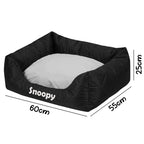  Personalisiertes Hundebett Mit Namen Bedruckt Waschbares Hundesofa Mit Rand Und Wendekissen, Hundekissen Aus Cordura, Grau Auf Schwarz 60x55 [123]