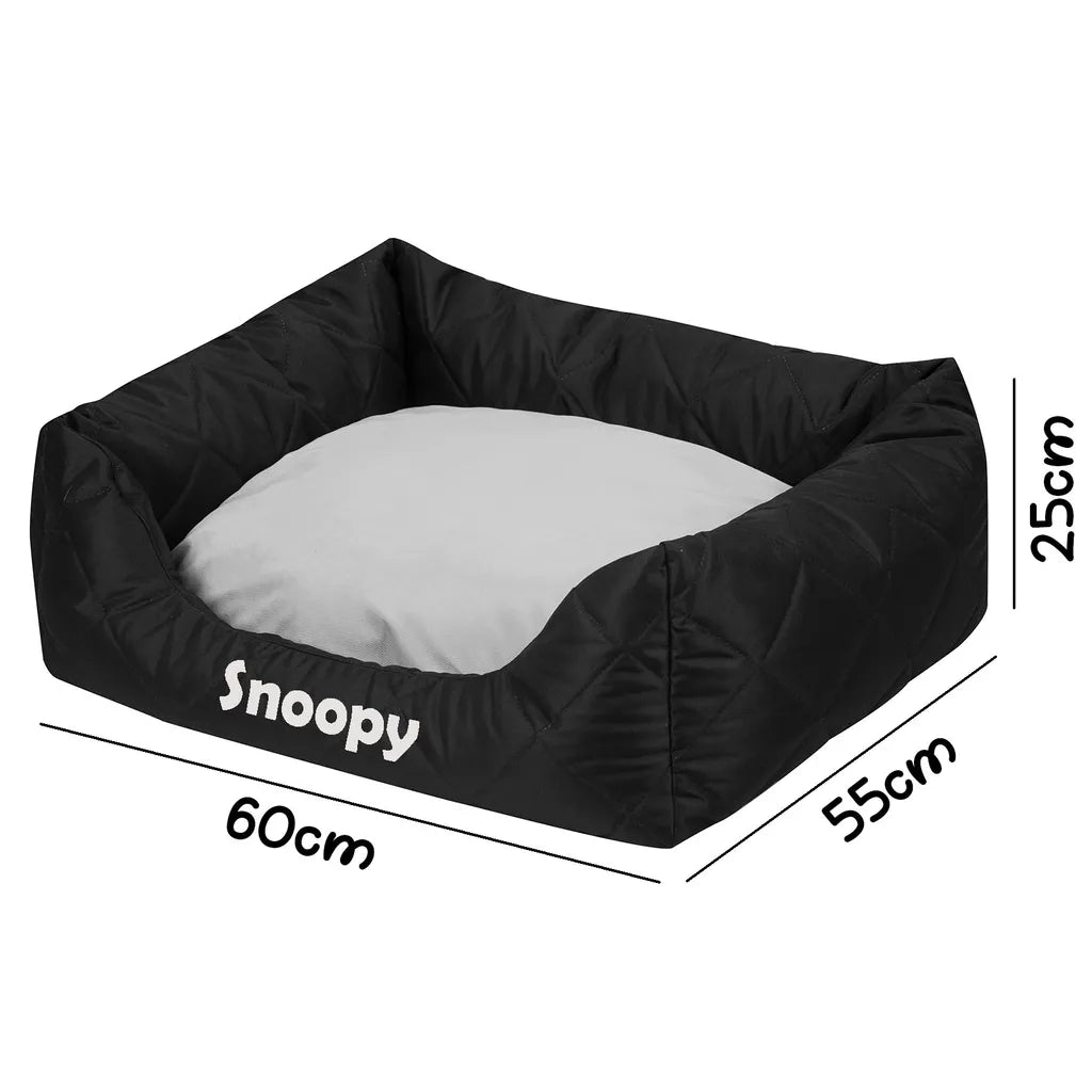  Personalisiertes Hundebett Mit Namen Bedruckt Waschbares Hundesofa Mit Rand Und Wendekissen, Hundekissen Aus Cordura, Grau Auf Schwarz 60x55 [123]