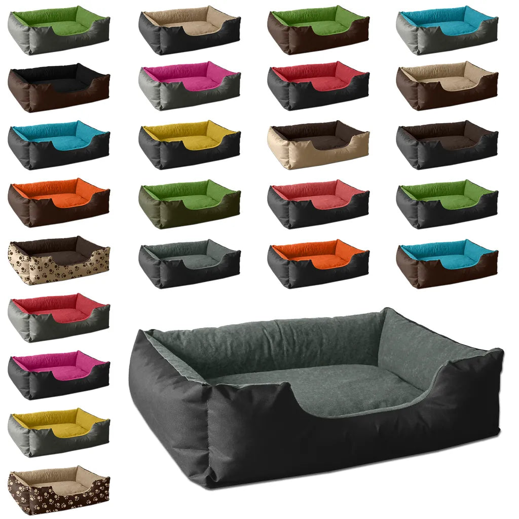  BedDog® Hundebett LUPI, Hundesofa Aus Cordura, Microfaser-Velours, Waschbares Hundebett Mit Rand, Hundekissen Vier-eckigfschad, Größe:XL, Farbe:THE-ROCK (schwarz/grau)