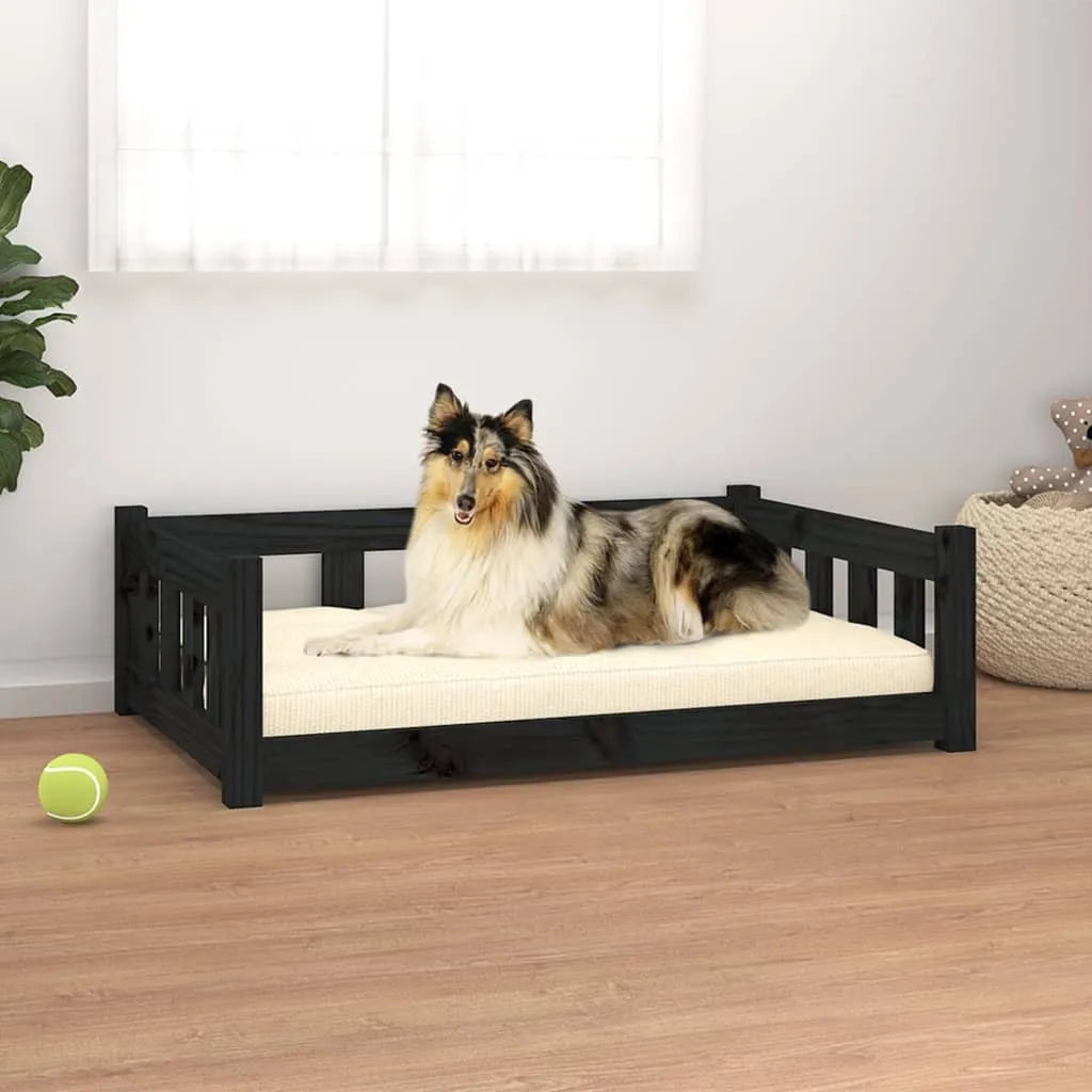  VidaXL Hundebett Schwarz 95,5x65,5x28 Cm Massivholz Kiefer