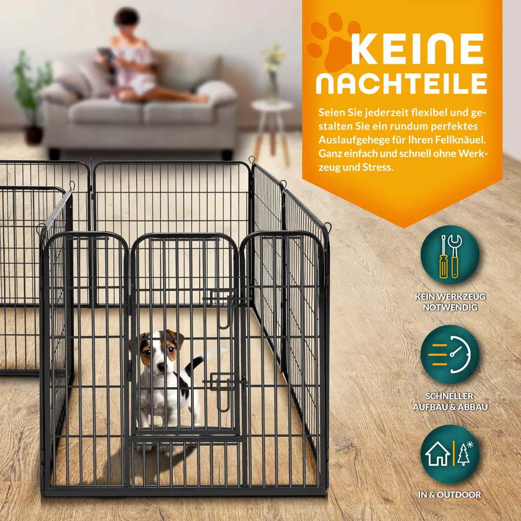  TRESKO Welpenlaufstall Tierlaufstall Welpenauslauf Freigehege Hunde Laufstall 8 Eckig