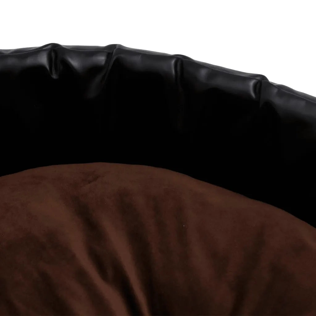  VidaXL Hundebett Schwarz-Braun 79x70x19 Cm Plüsch Und Kunstleder