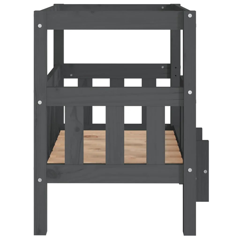  VidaXL Hundebett Grau 65,5x43x70 Cm Massivholz Kiefer