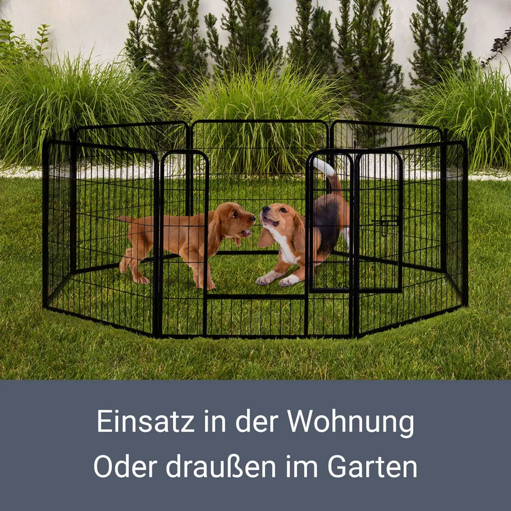  Juskys Welpenauslauf Plus 160 X 160 X 80 Cm – Welpenlaufstall 8-teilig Aus Metall – Freigehege Mit Tür – Welpengitter Für Hunde, Hasen & Kleintiere