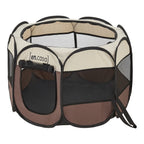  Hundelaufstall Telford 58 X 91 X 91 Cm Tierlaufstall Für Innen- Und Außenbereich Welpenlaufstall Hundehütte Braun / Cremefarben